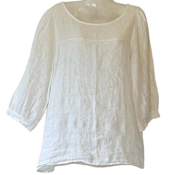 Bellambra Linen Cottage Top Made in Italy Balloon Sleeves Size Small - Picture 1 of 7